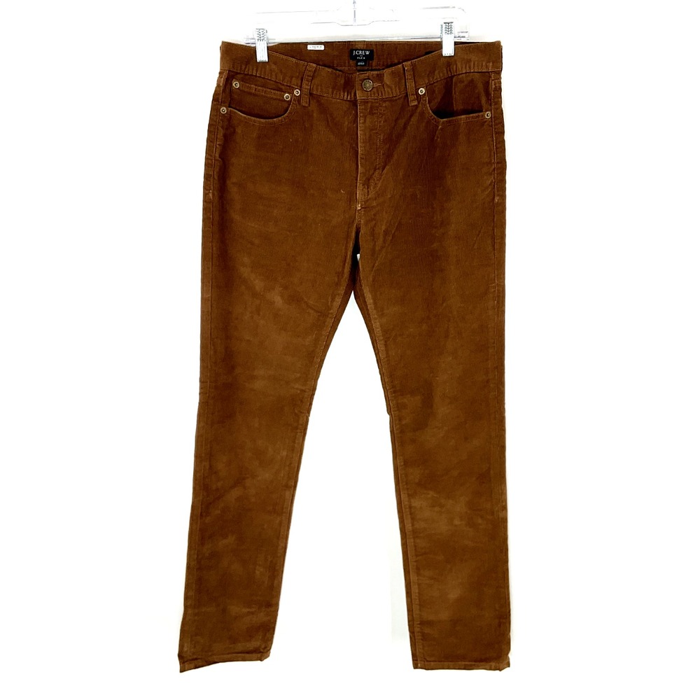 J Crew Flex Pants 33x29 Brown Chino Flat Front Corduroy Straight Leg Slim - Picture 1 of 9